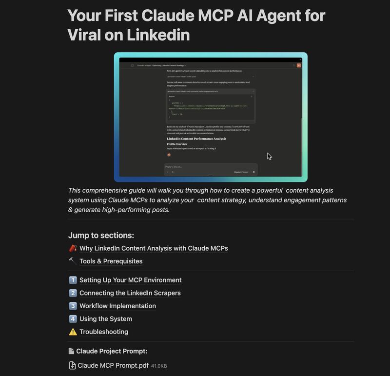 Thumbnail of This free Claude MCP AI Agent will change how you create content forever... | Aryan Mahajan