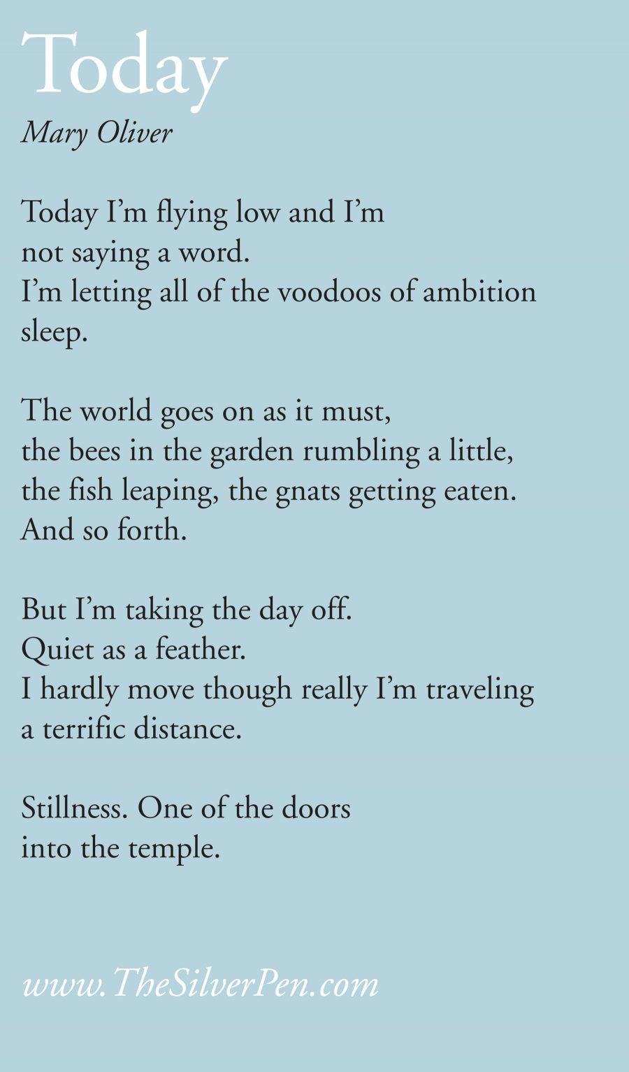 Thumbnail of mary oliver poem about stillness - Google Search