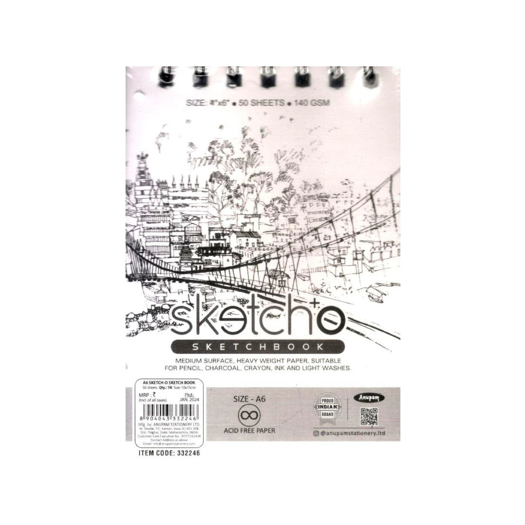 Thumbnail of Anupam Sketcho Sketch Book Wiro A6, Square 140 GSM, 50 Sheets