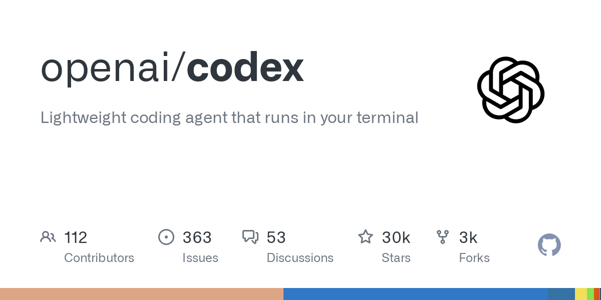 Thumbnail of GitHub - openai/codex: Lightweight coding agent that runs in your terminal