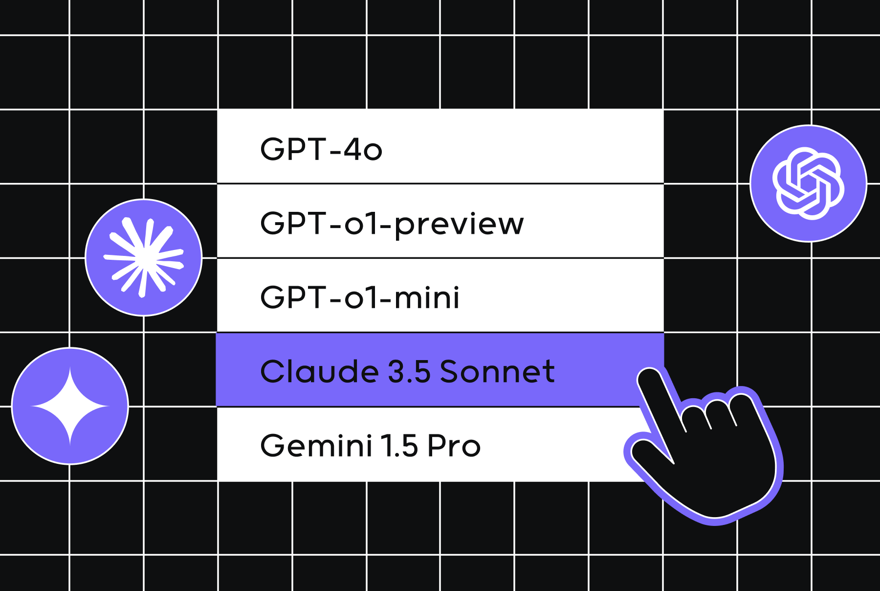 Thumbnail of Compare coding with Sonnet 3.5, GPT-4o, o1-preview & Gemini 1.5 Pro