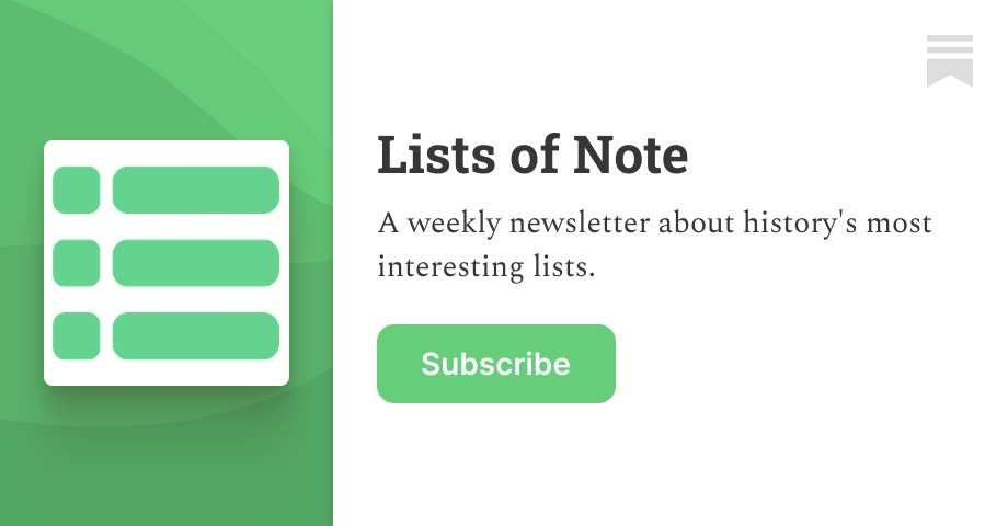 Thumbnail of Archive - Lists of Note
