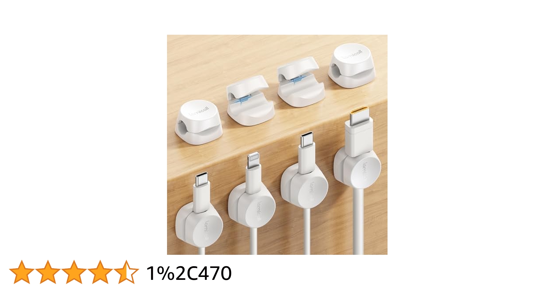 Thumbnail of 8Pack Cord Organizer [1s Lock] Spring Cable Management Clips - Lamicall Desk Cord Holder, Adhesive Cute Round Cable Clip, Phone Charger Wire Organizer Keeper for Nightstand Car Office Accessory, White