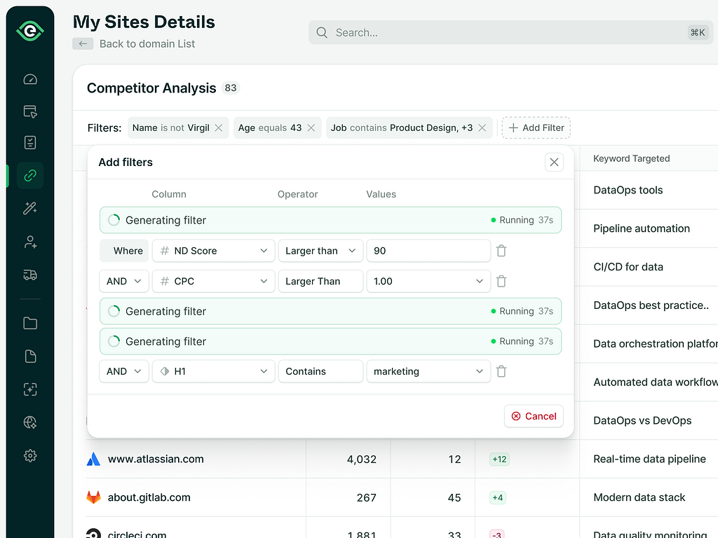 Thumbnail of Ai Agent - Advanced filters for Saas dashboard table