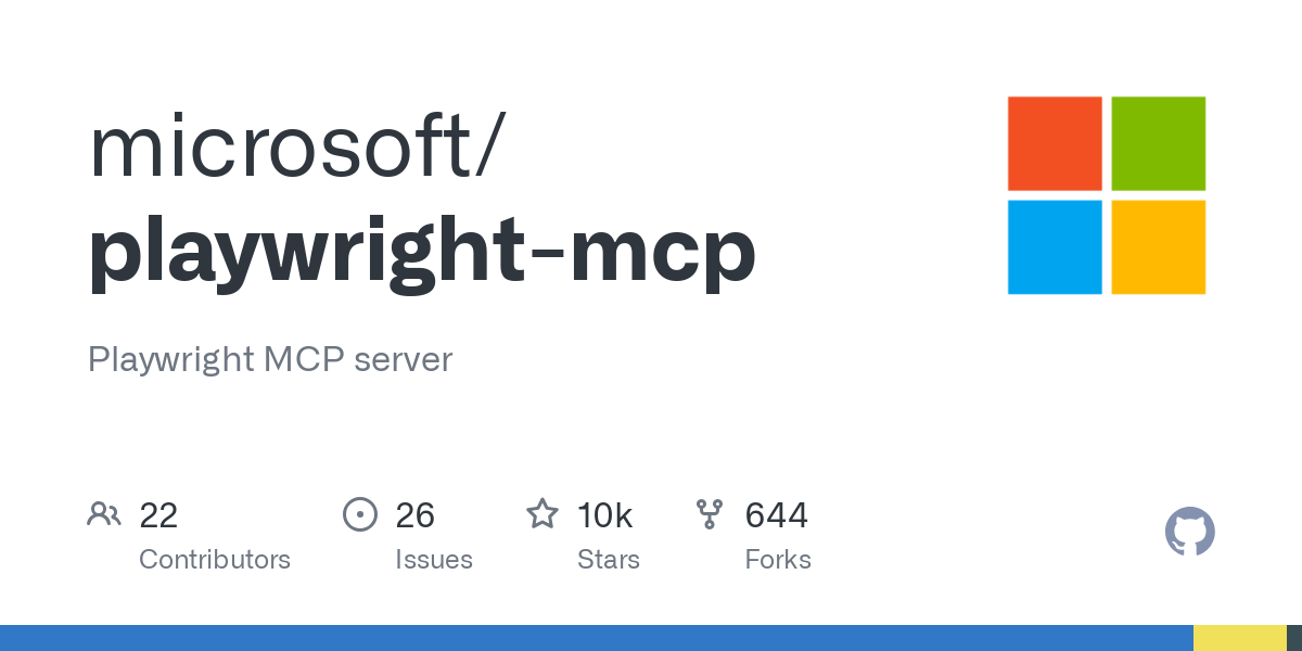 Thumbnail of GitHub - microsoft/playwright-mcp: Playwright MCP server