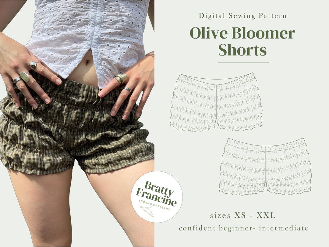 Thumbnail of Olive Bloomer Shorts Digital Pdf Sewing Pattern // UK Size 6-20 // XS-XXL // Instant Download in 3 Printable Sizes - Etsy