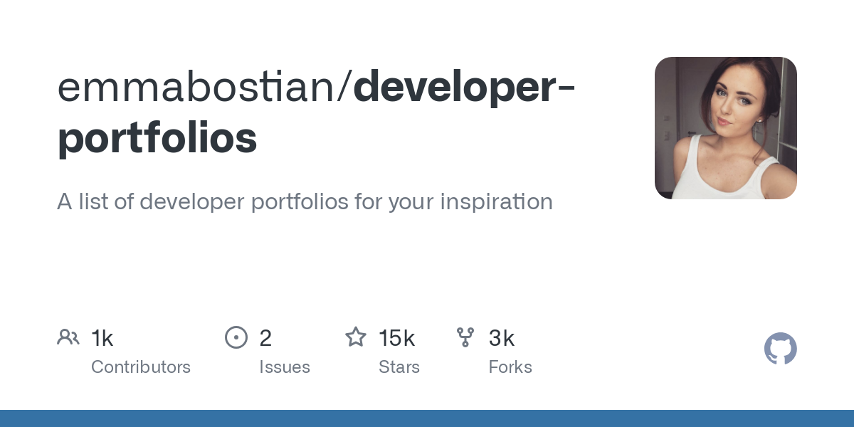 Thumbnail of GitHub - emmabostian/developer-portfolios: A list of developer portfolios for your inspiration