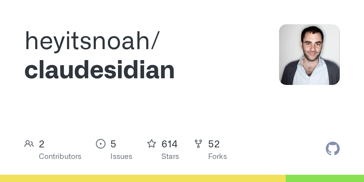 Thumbnail of GitHub - heyitsnoah/claudesidian
