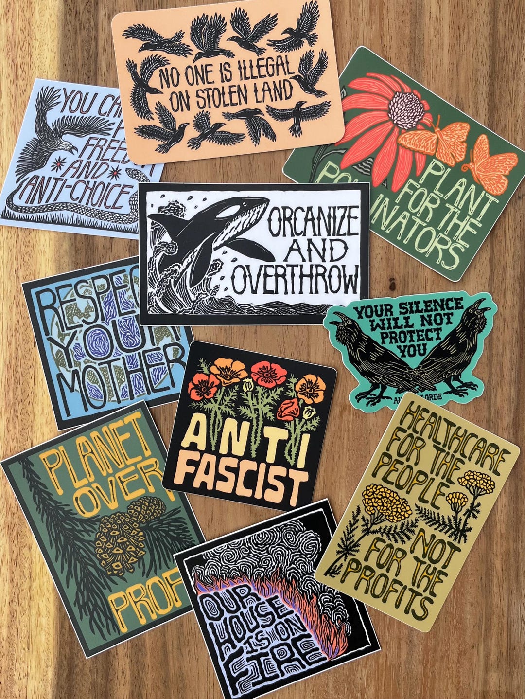 Thumbnail of 5-pack Sticker Bundle - You Pick! | Waterproof Vinyl Stickers | Laptop Water Bottle Bumper Decal | Environment Wildlife Social Justice - Etsy
