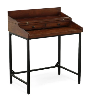 Thumbnail of Carolina Living Raleigh Rustic Top RTA Writing Desk Chestnut/Black: Mango Wood Surface, Iron Frame, Drawer Storage