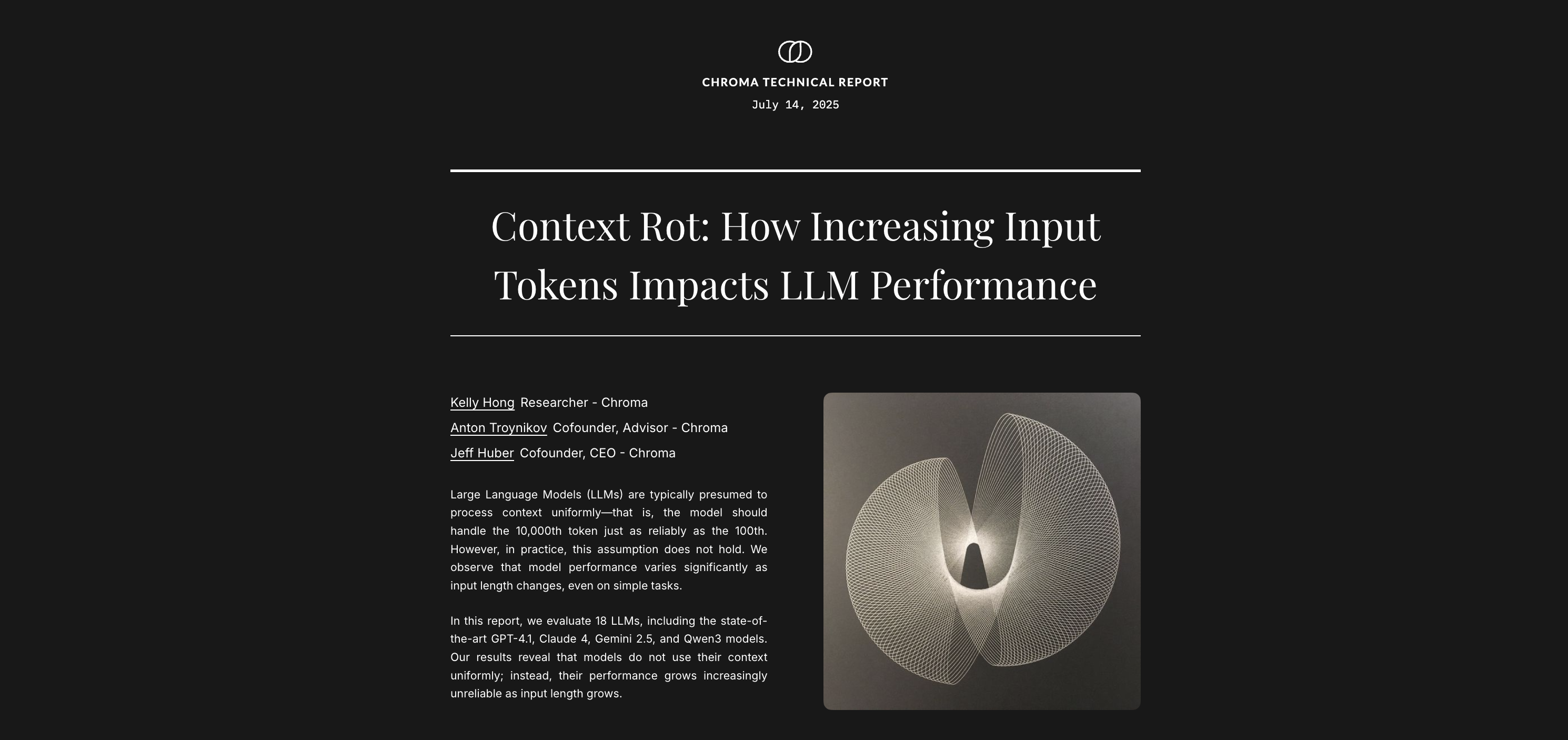 Thumbnail of Context Rot: How Increasing Input Tokens Impacts LLM Performance