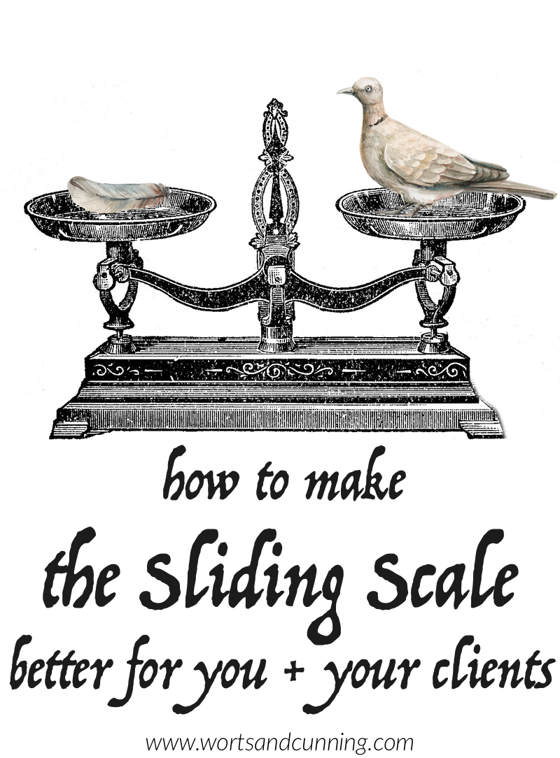 Thumbnail of How to Make the Sliding Scale Better for You + Your Clients — Worts + Cunning Apothecary | Intersectional Herbalism + Magickal Arts