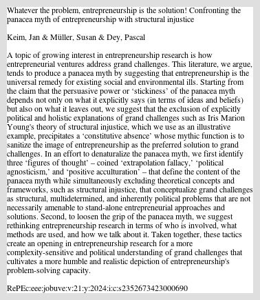 Thumbnail of Whatever the problem, entrepreneurship is the solution! Conf