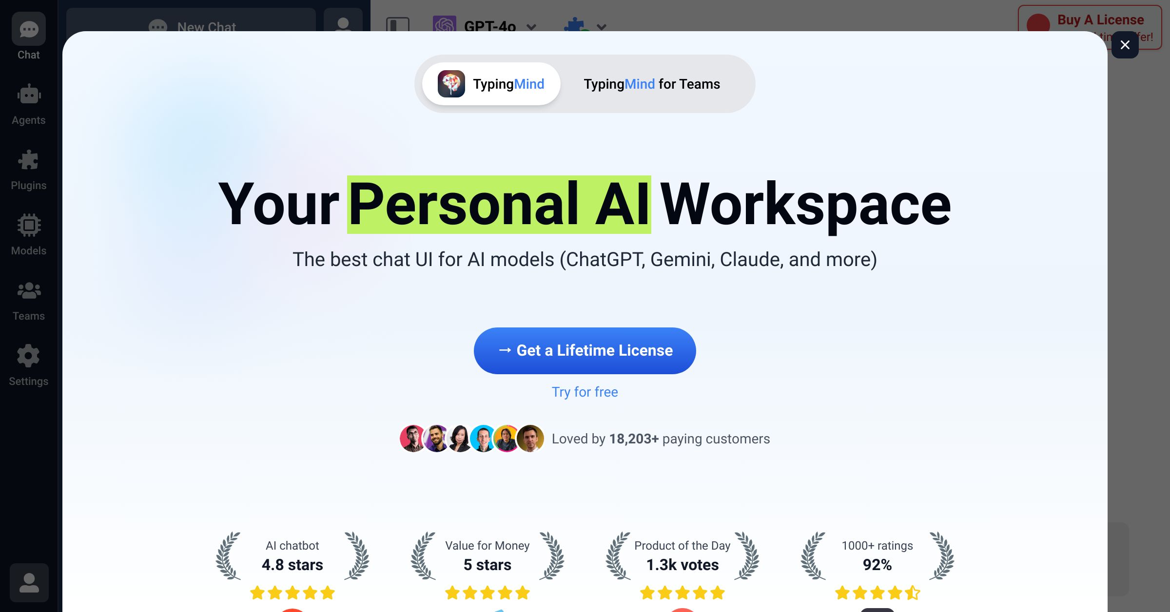 Thumbnail of TypingMind — The best chat UI for AI models (ChatGPT, Gemini, Claude, and more)