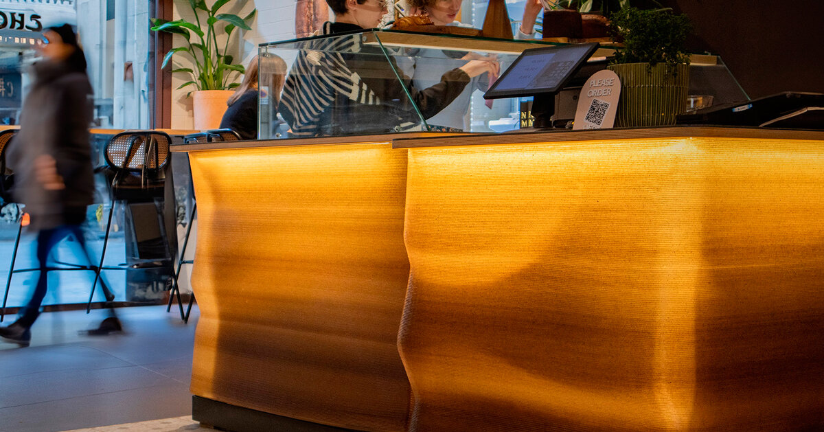 Thumbnail of coffee waste turns into 3D printed furniture decorating d·origen coffee shop in barcelona