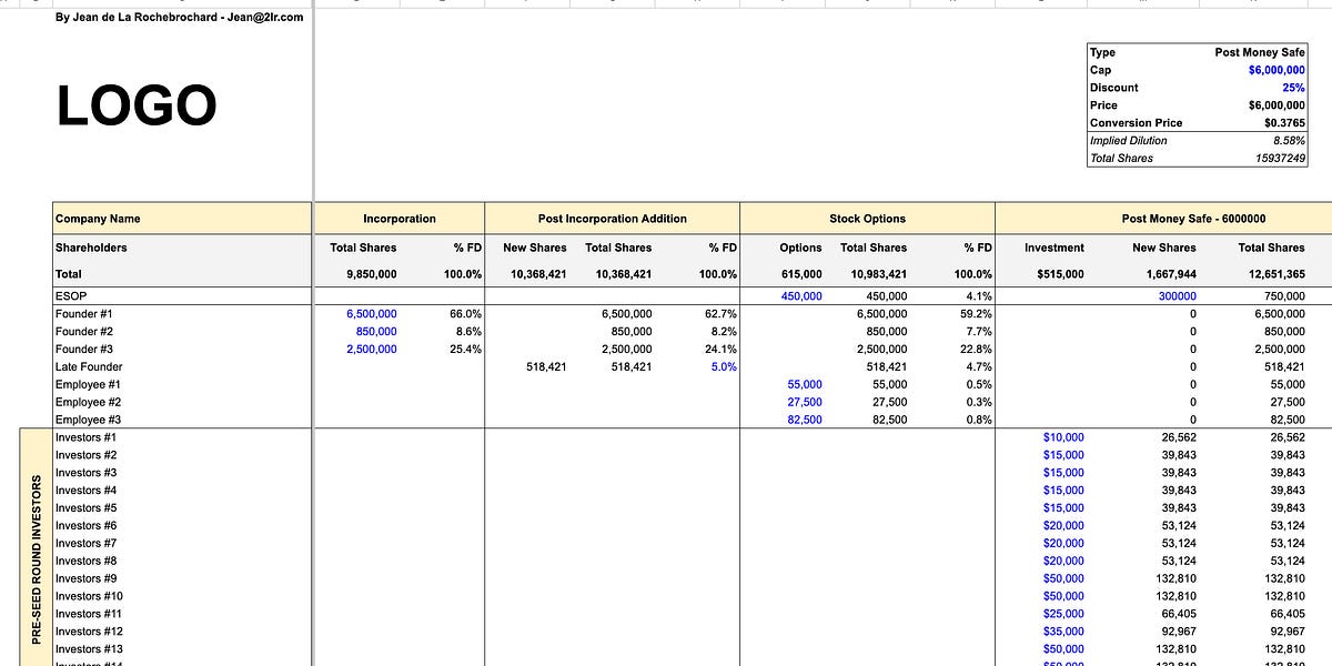 Thumbnail of Cap Table Template