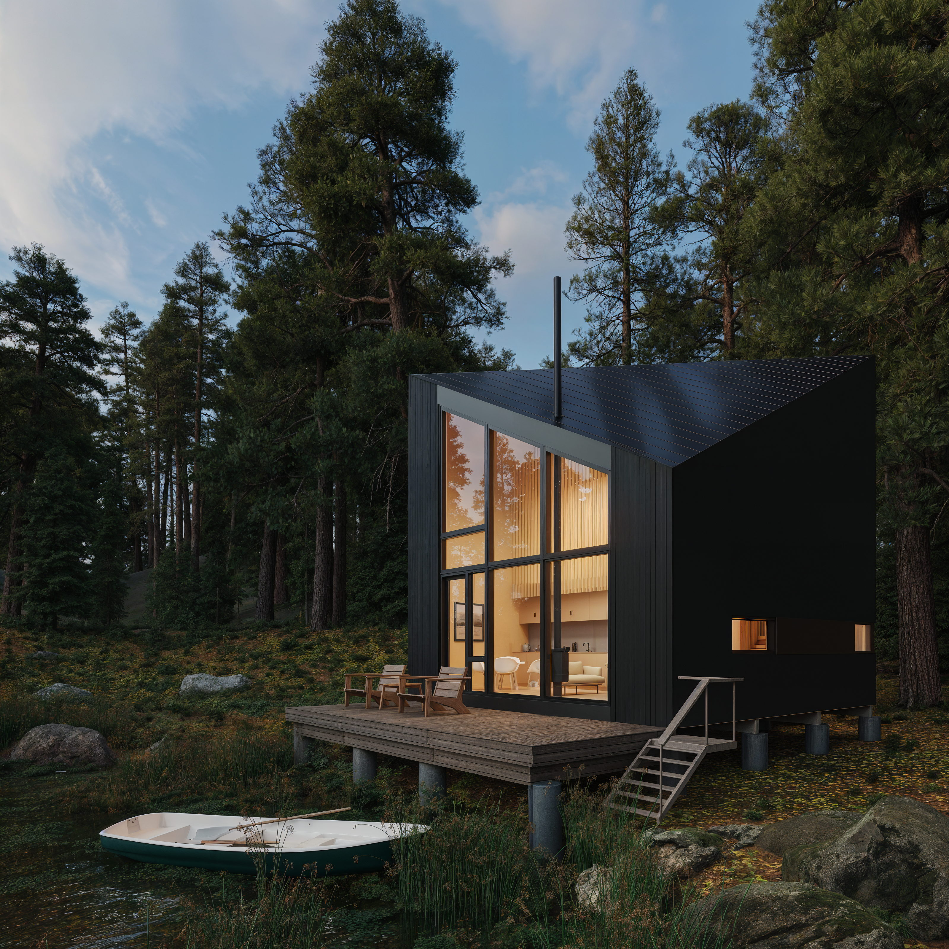 Thumbnail of 1 Bedroom Modern Cabin With Loft Plans - Download House Plans - Den