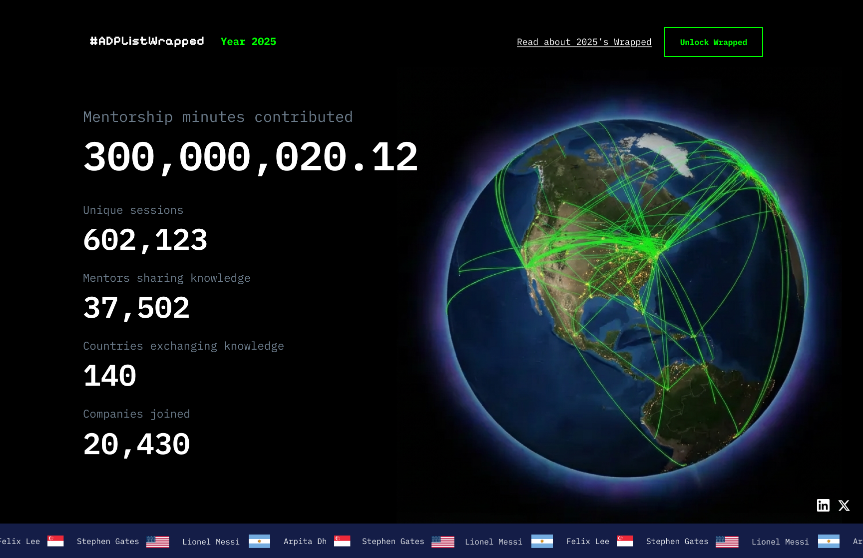 Thumbnail of ADPList Wrapped 2025: 310M+ Mentorship Minutes | Global Stats
