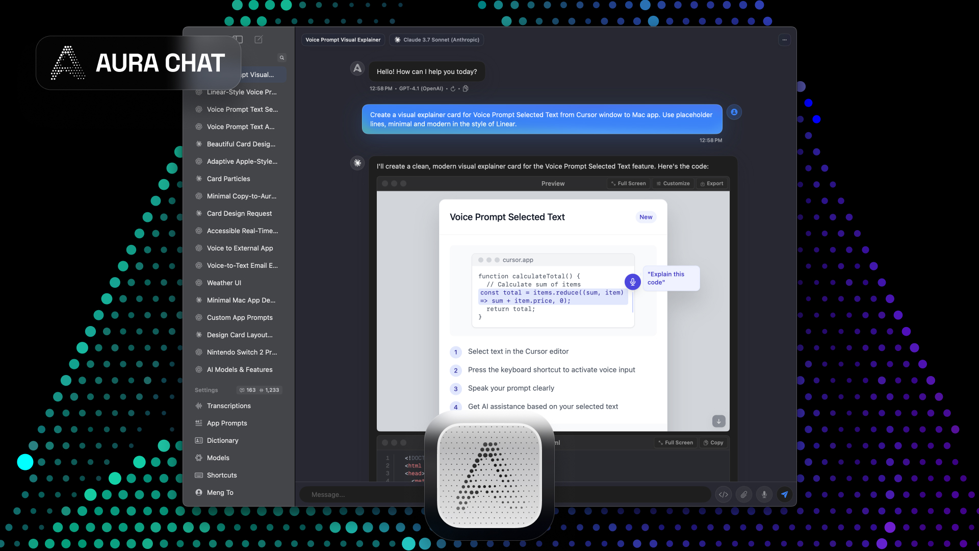 Thumbnail of Aura - Voice to Chat Mac App for Vibe Coders