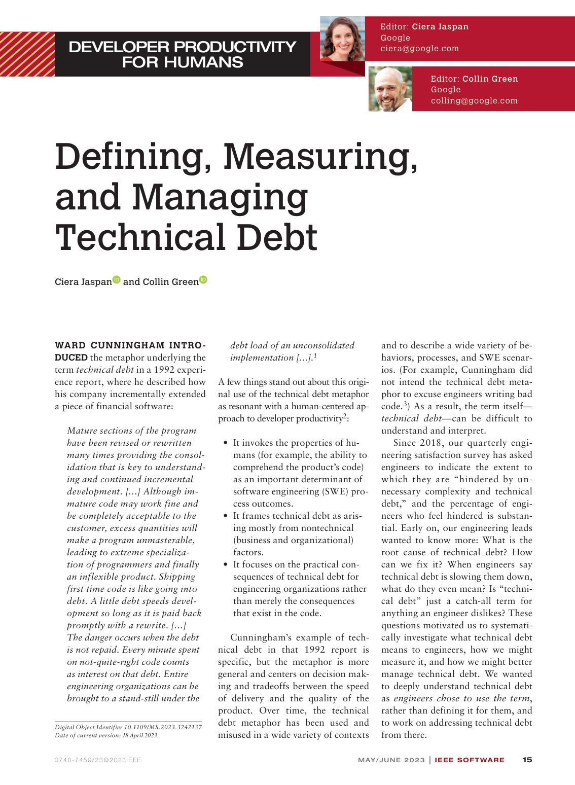 Thumbnail of Defining, Measuring, and Managing Technical Debt