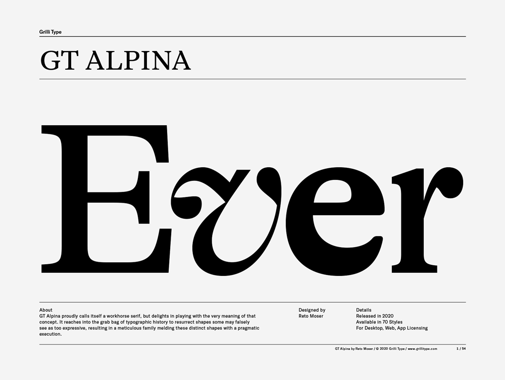 Thumbnail of GT Alpina – Typeface Specimen and License Purchase