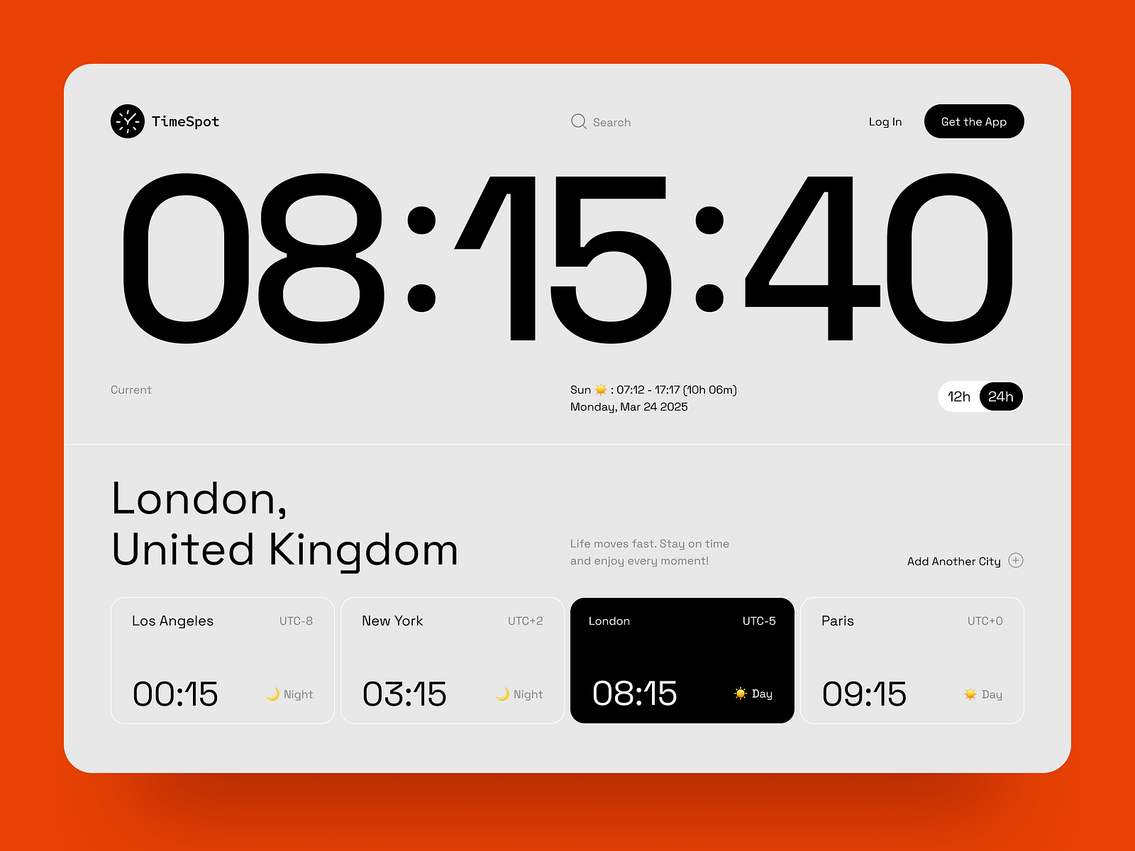 Thumbnail of Dashboard World Clock UI