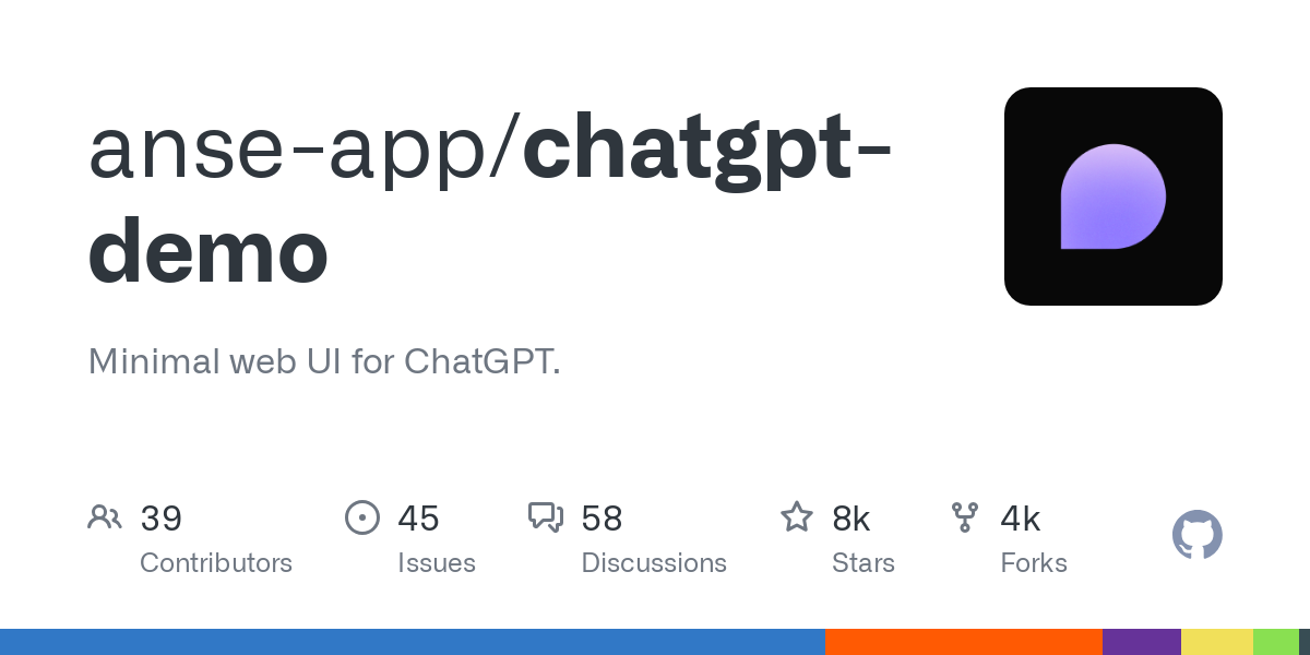 Thumbnail of GitHub - anse-app/chatgpt-demo: Minimal web UI for ChatGPT.