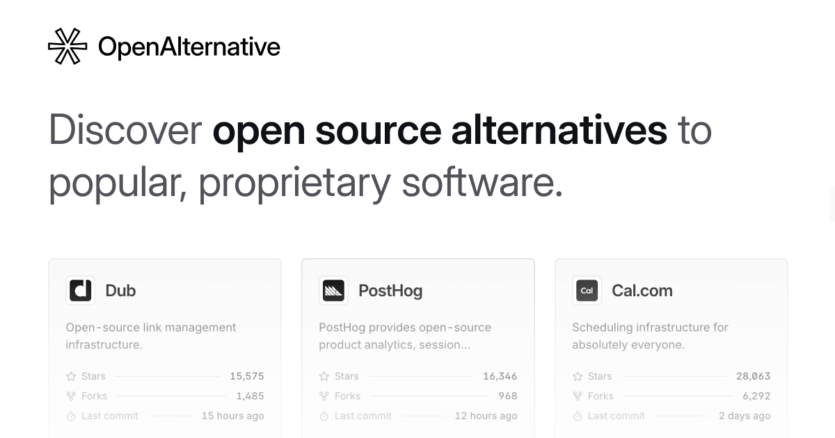 Thumbnail of Open Source Alternatives to Popular Software – OpenAlternative