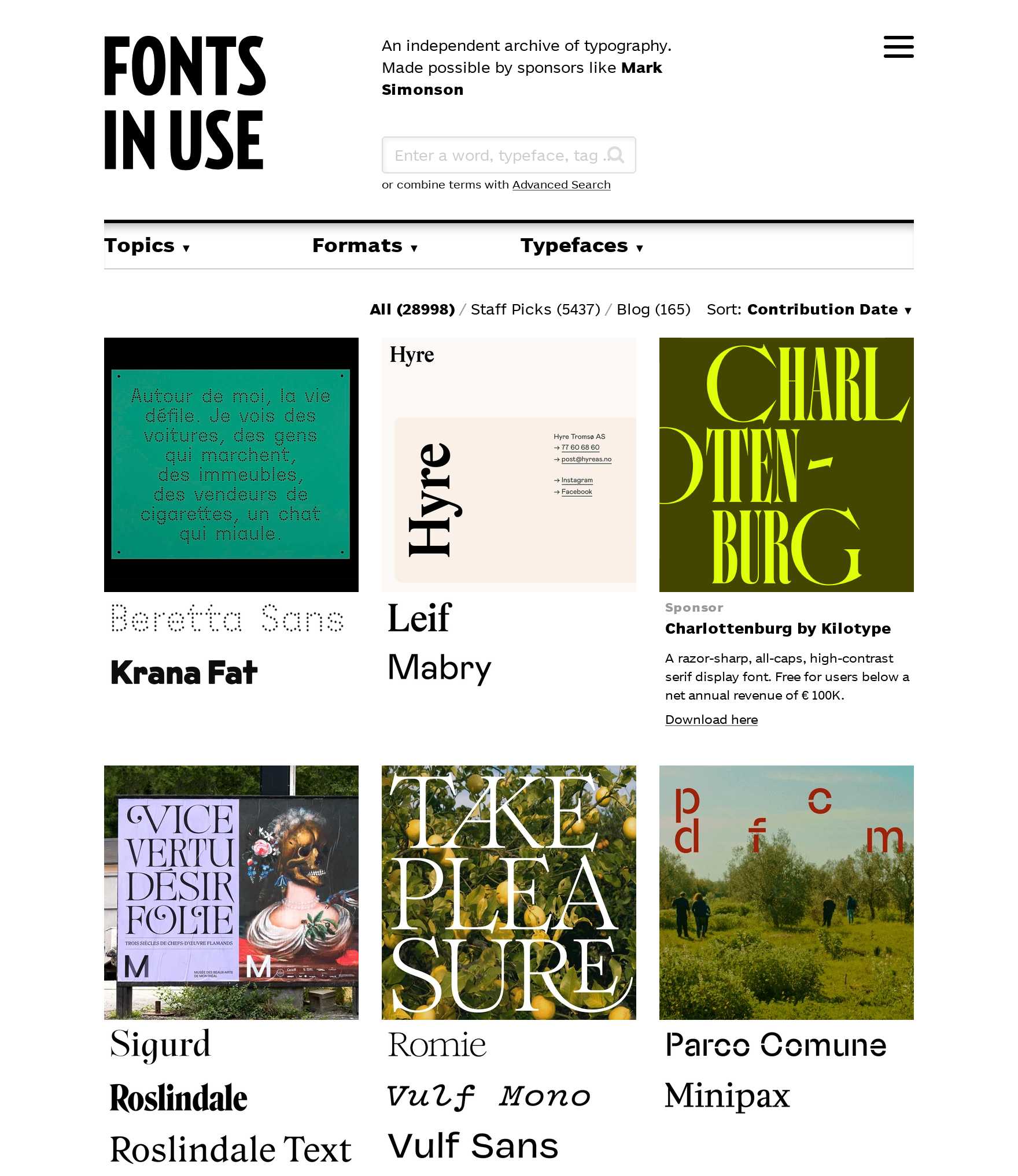 Thumbnail of Fonts In Use – Type at work in the real world.