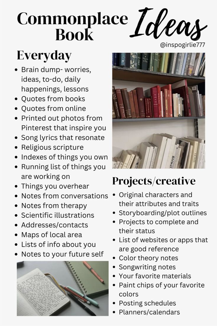 Thumbnail of Commonplace book ideas in 2025 | Commonplace book, Journal inspiration writing, Journal writing prompts