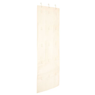 Thumbnail of Household Essentials Over the Door Cotton Blend Cap and Hat Organizer with 15 Hook and Loop Hangers Natural