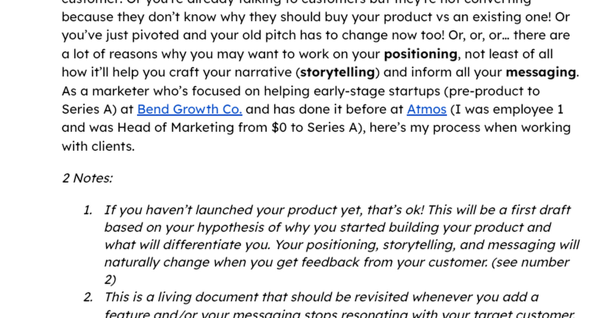 Thumbnail of Positioning : Storytelling : Messaging [COPY THIS]