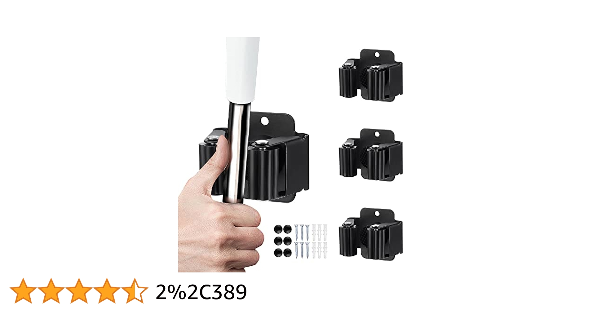 Thumbnail of JAMEND CLXP 3PCS Broom and Mop Holder, Heavy Duty Garden Tool Organizer Rack Rake and Shovel Handle, Stainless Steel Mop Hanger. Wall Mounted Utility Rack with Screws, Matte Black