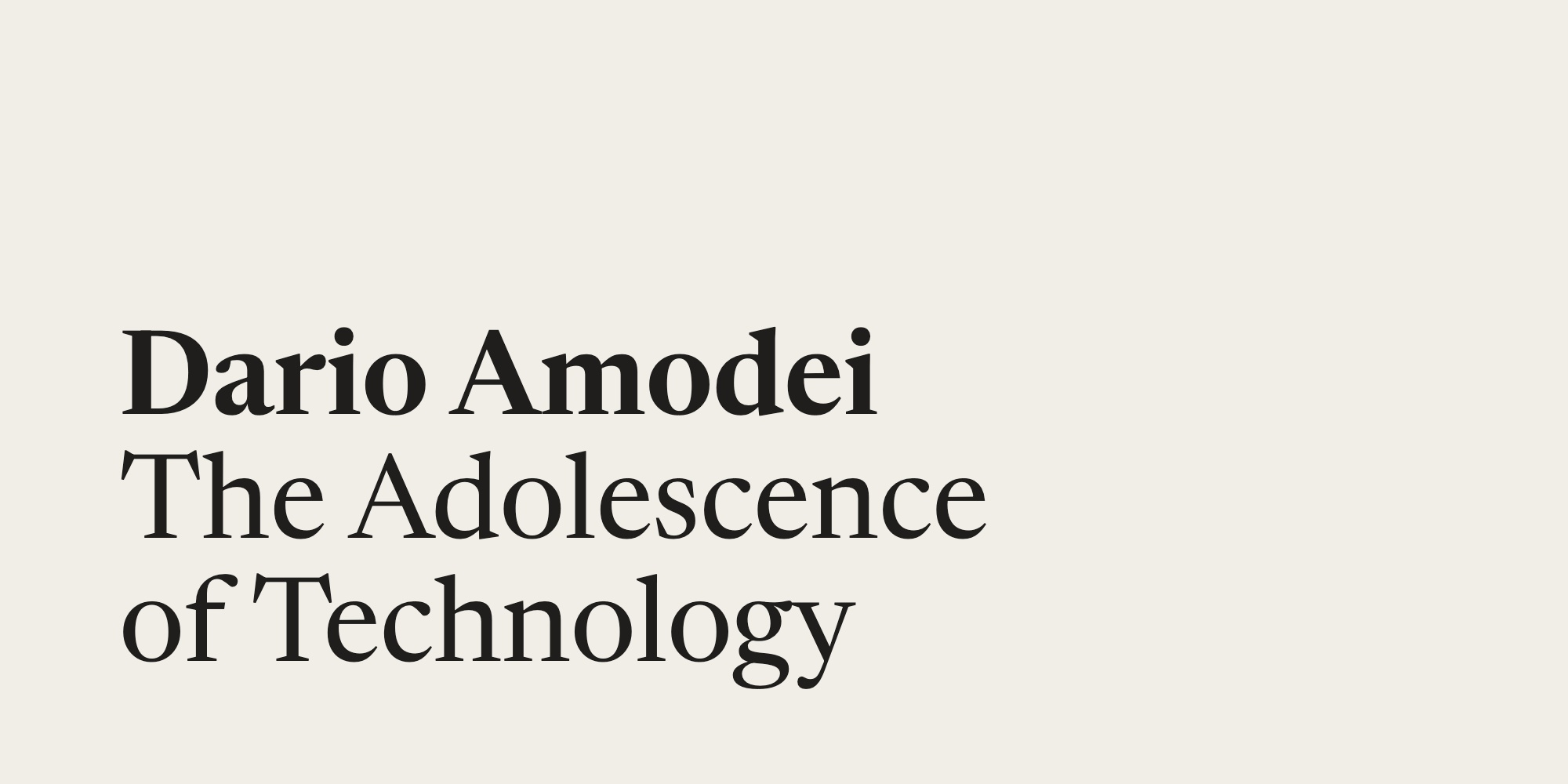 Thumbnail of Dario Amodei — The Adolescence of Technology