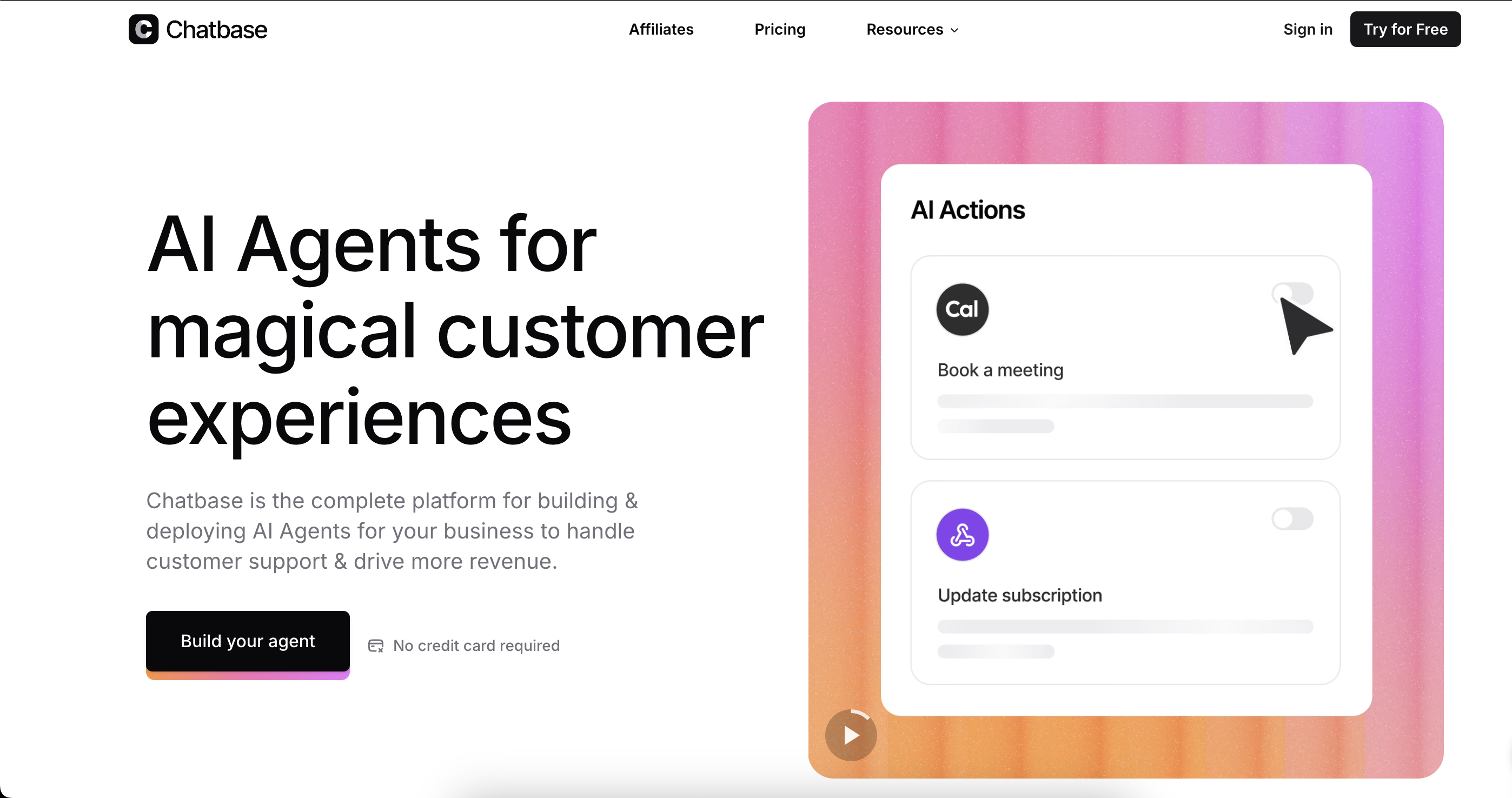 Thumbnail of Chatbase | The complete platform for chat-based AI Agents