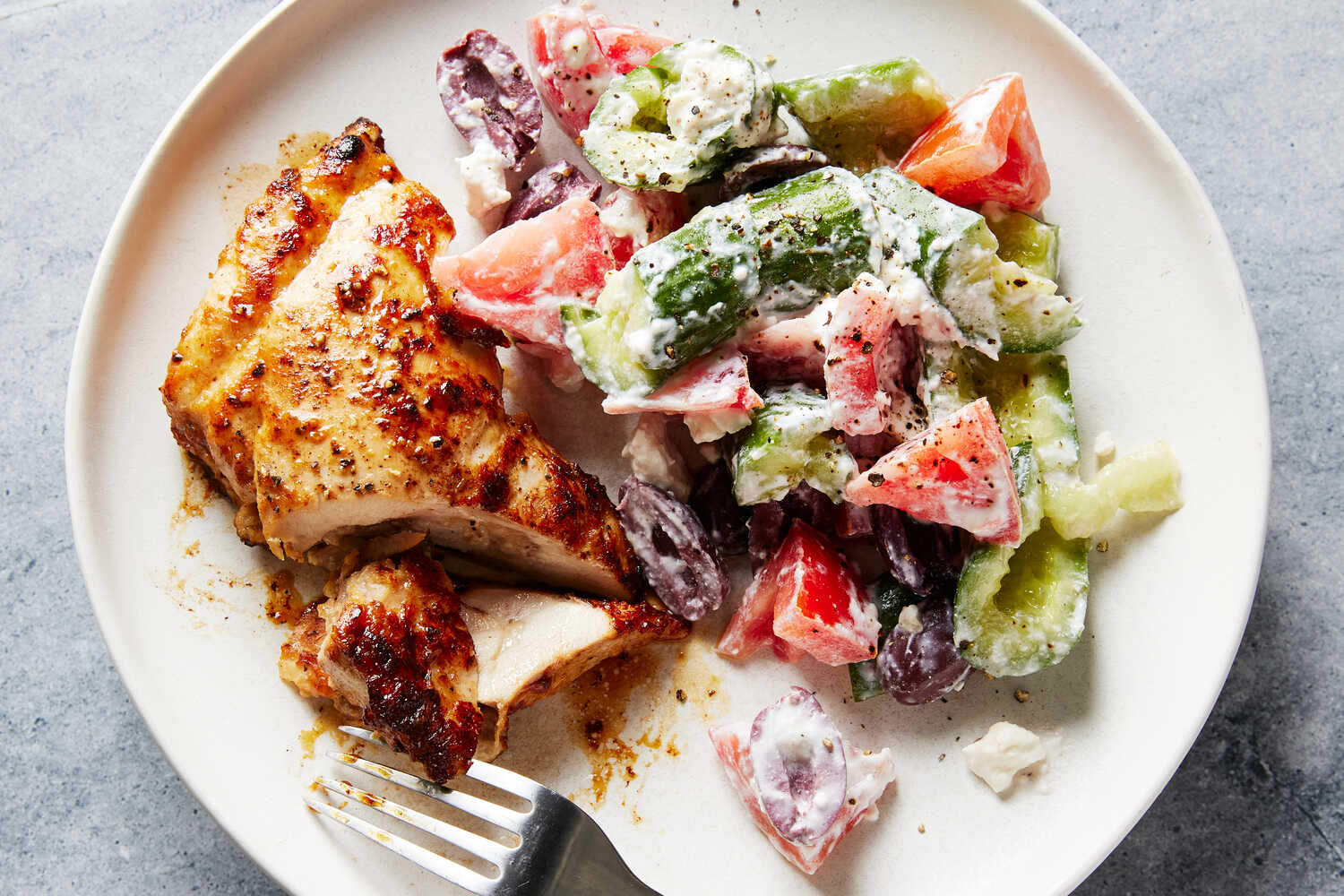 Thumbnail of Greek Chicken With Cucumber-Feta Salad Recipe