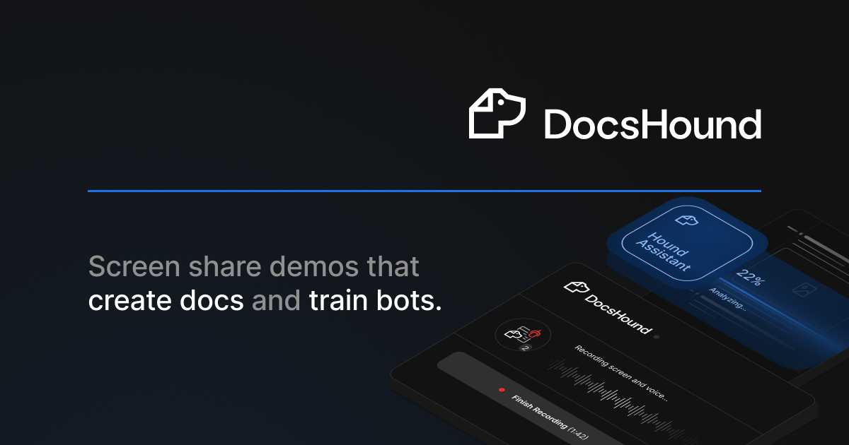 Thumbnail of DocsHound: Demo Your Product to AI, Get Documentation & Support Automatically