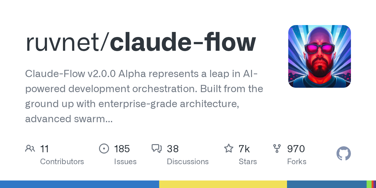 Thumbnail of GitHub - ruvnet/claude-flow: Claude-Flow v2.0.0 Alpha represents a leap in AI-powered development orchestration. Built from the ground up with enterprise-grade architecture, advanced swarm intelligence, and seamless Claude Code integration.