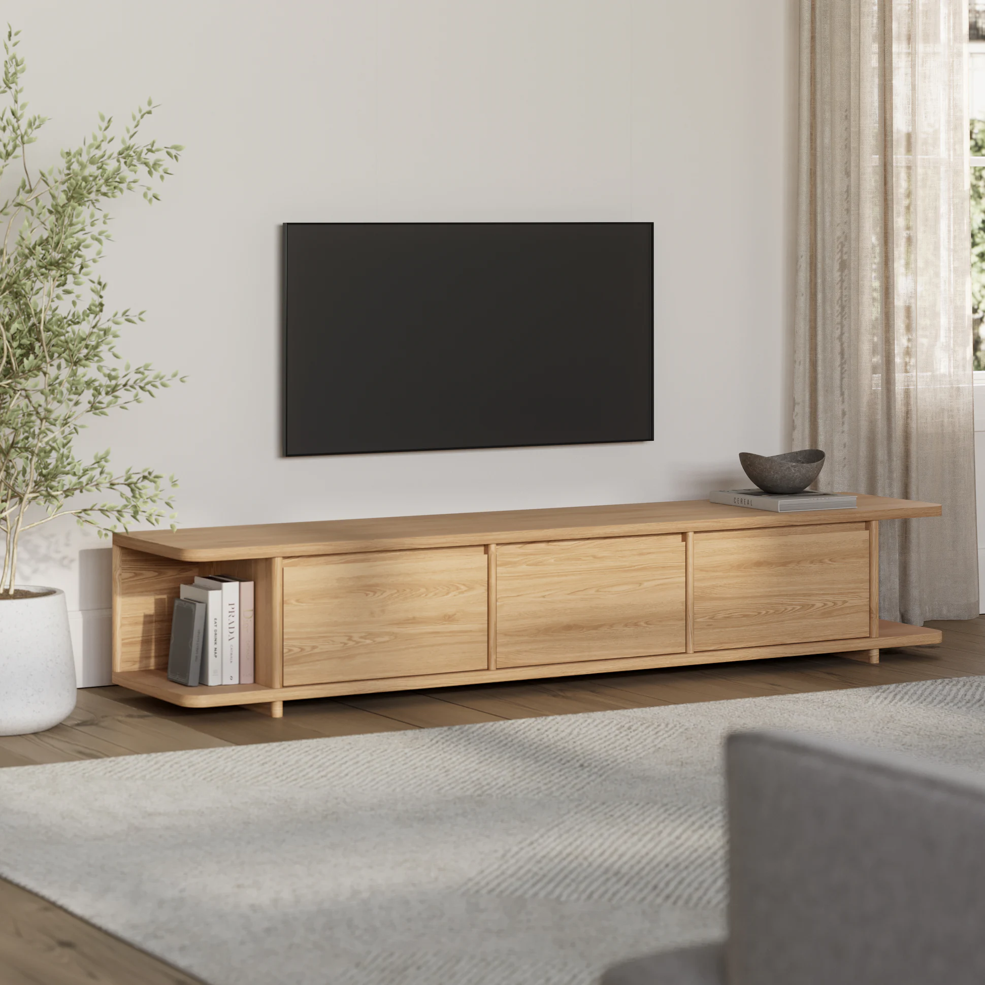Thumbnail of Judith 79" Low Media Unit - White Oak