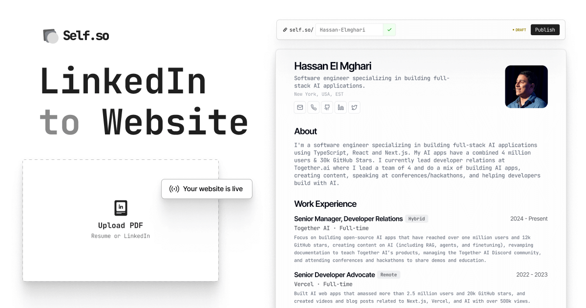 Thumbnail of Self.so - Resume to Website