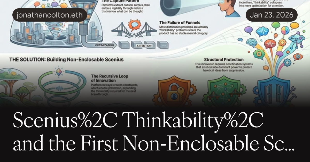 Thumbnail of Scenius, Thinkability, and the First Non-Enclosable Scene