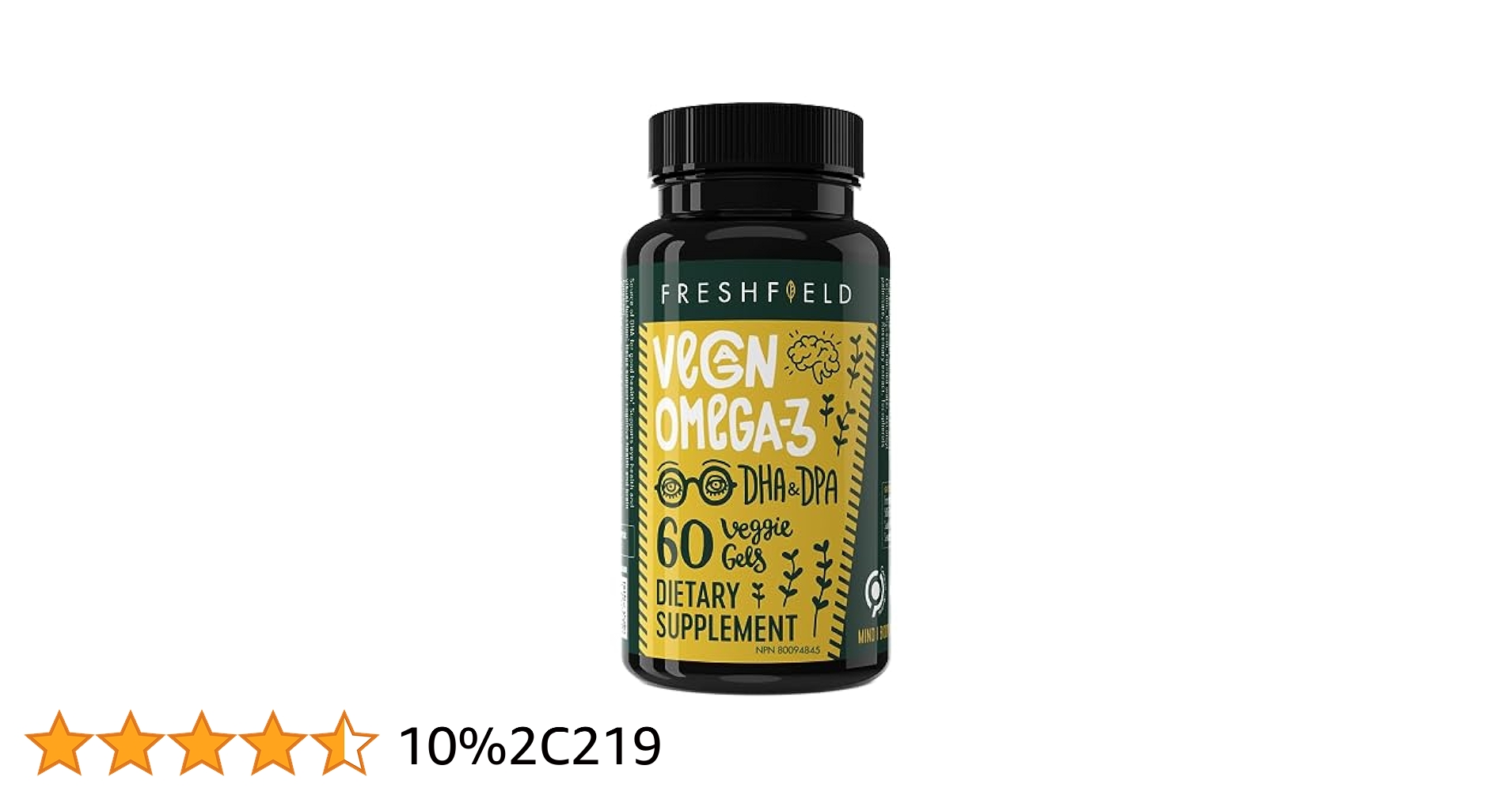 Thumbnail of Freshfield Vegan Omega 3 DHA: Algae Oil, Carrageenan Free, Sustainably Sourced, Tested, No Heavy Metals, Replacement for Fish Oil, Carbon Neutral. Supports Heart, Brain, Joint Health w/DPA