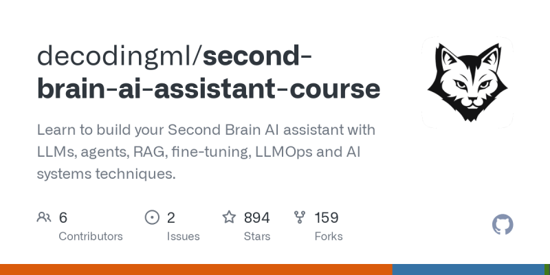 Thumbnail of GitHub - decodingml/second-brain-ai-assistant-course: Learn to build your… | Andrew Davidson